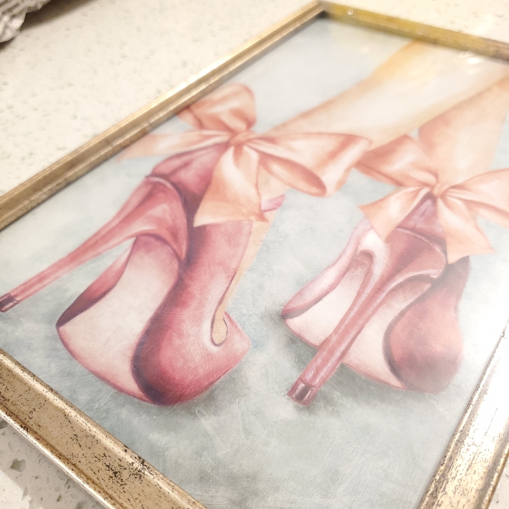 👠 NEW RED PINK HEELS WITH BOW WALL ART - Picture 5 of 5